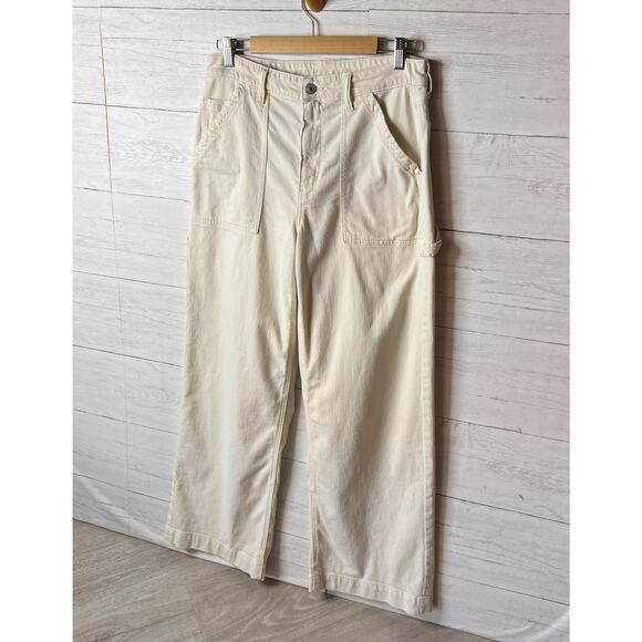 American Eagle Jeans Womens Size 12 Ivory Stretch Super High-Rise Baggy Wide Leg - Picture 5 of 16